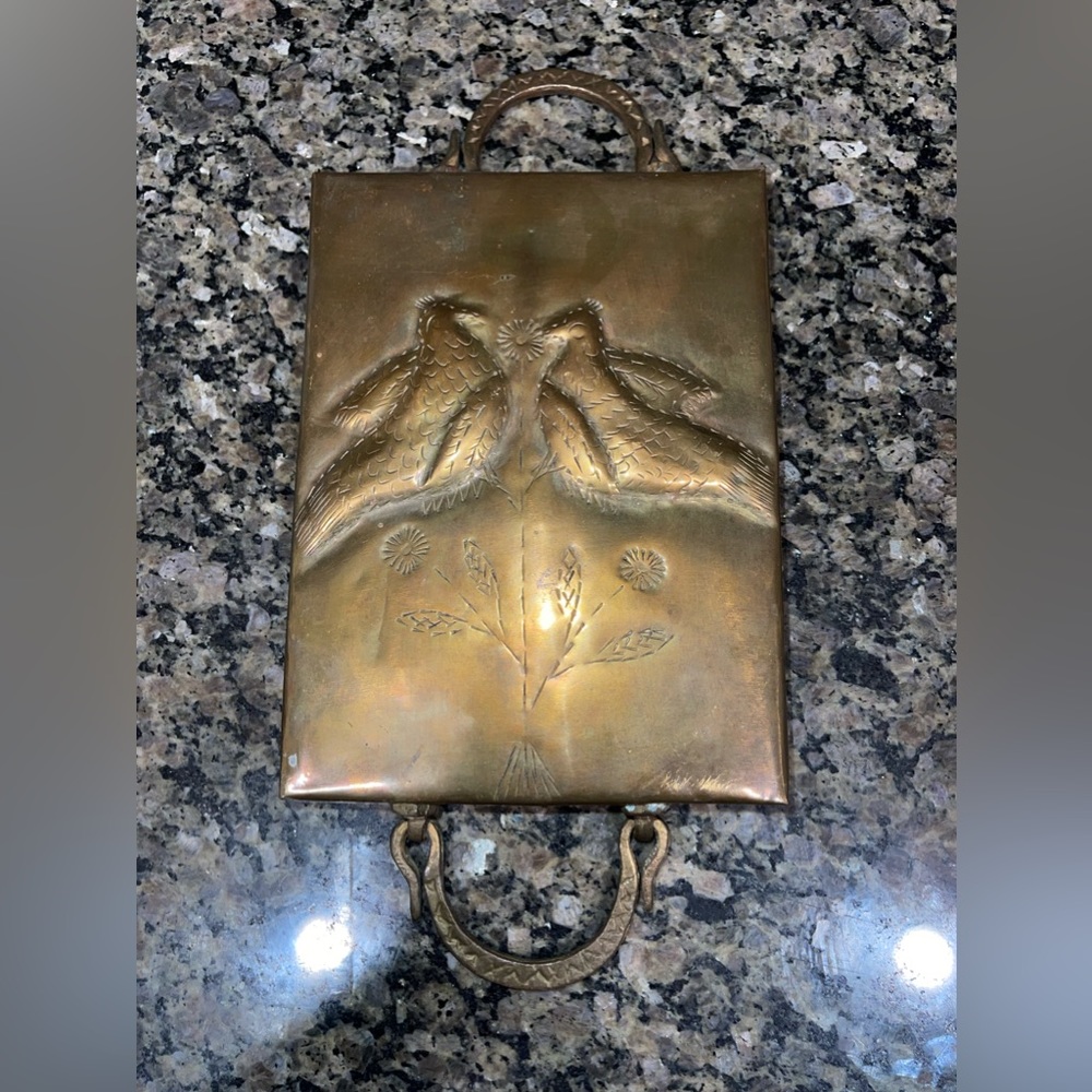 VINTAGE BRONZE HAMMERED BIRDS WALL HANGING PLAQUE